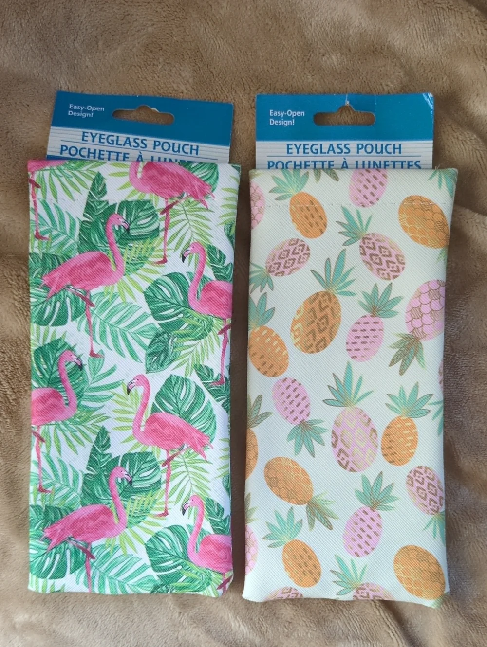 Eyeglass Pouch Set — Pink Flamingo & Pastel Pineapple